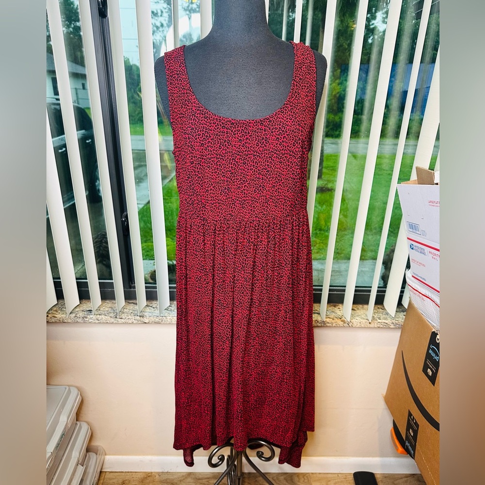 Torrid Red and Black High Low Midi Dress Plus Woman Size 1/US1X